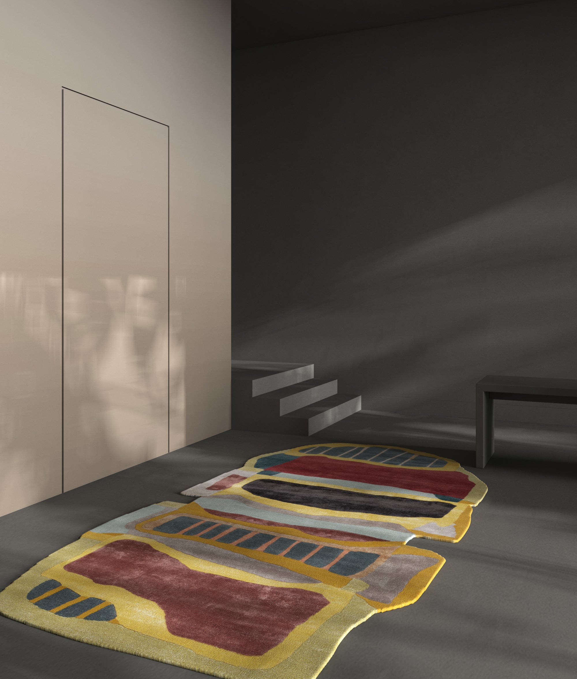 Carpet For Living room 5x9 Feet Red and Orange Wool and Viscose Irregular Abstract Rug