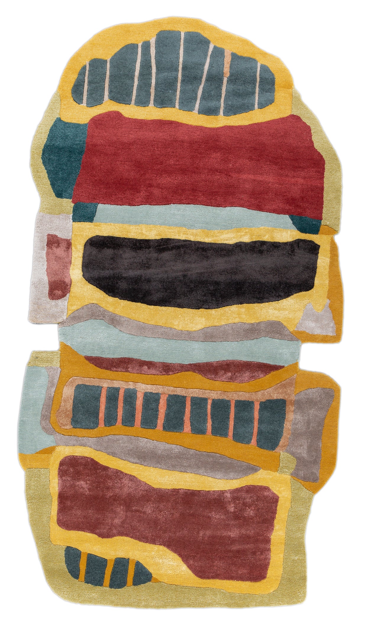 Carpet For Living room 5x9 Feet Red and Orange Wool and Viscose Irregular Abstract Rug