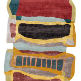 Carpet For Living room 5x9 Feet Red and Orange Wool and Viscose Irregular Abstract Rug