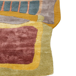 Carpet For Living room 5x9 Feet Red and Orange Wool and Viscose Irregular Abstract Rug