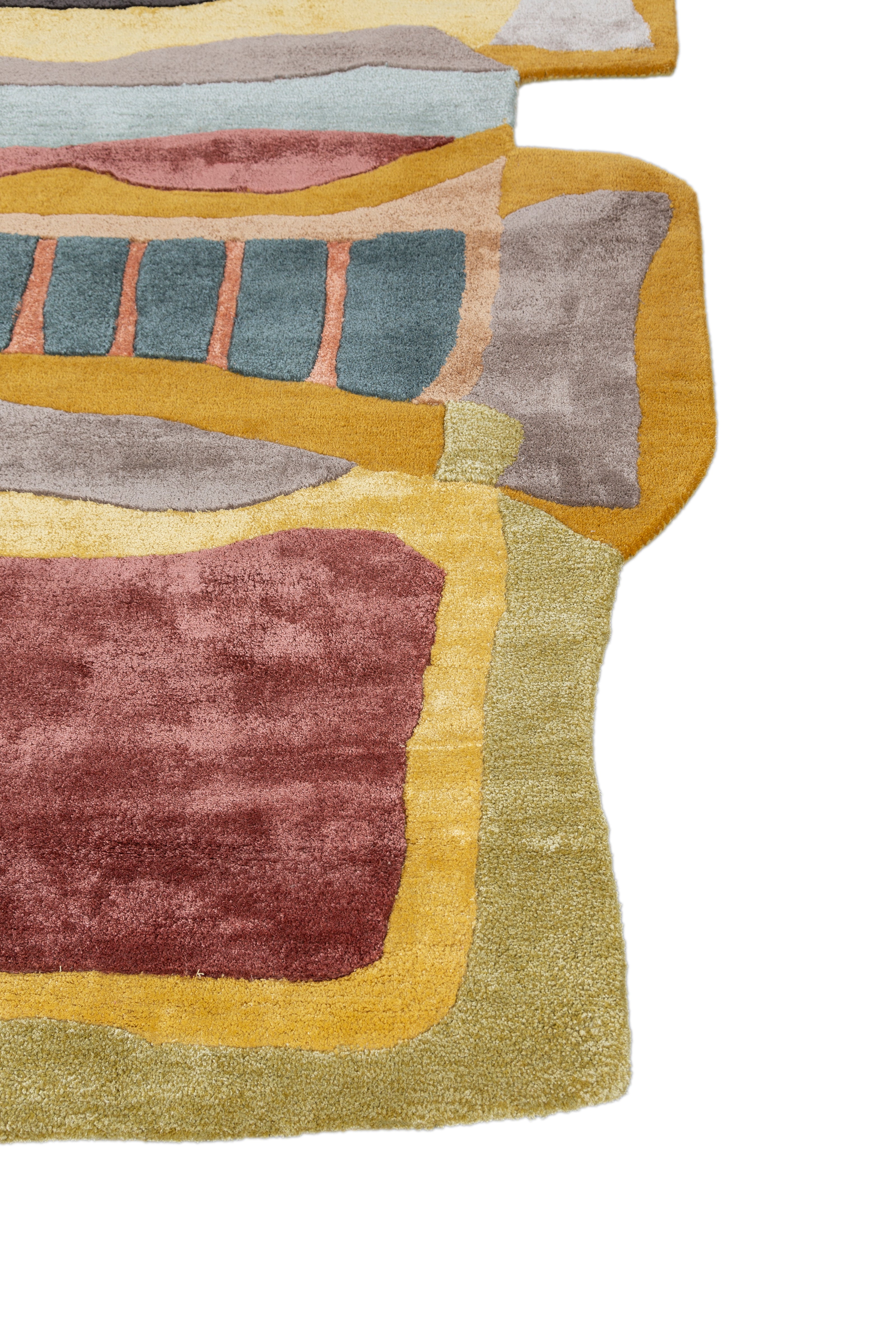 Carpet For Living room 5x9 Feet Red and Orange Wool and Viscose Irregular Abstract Rug