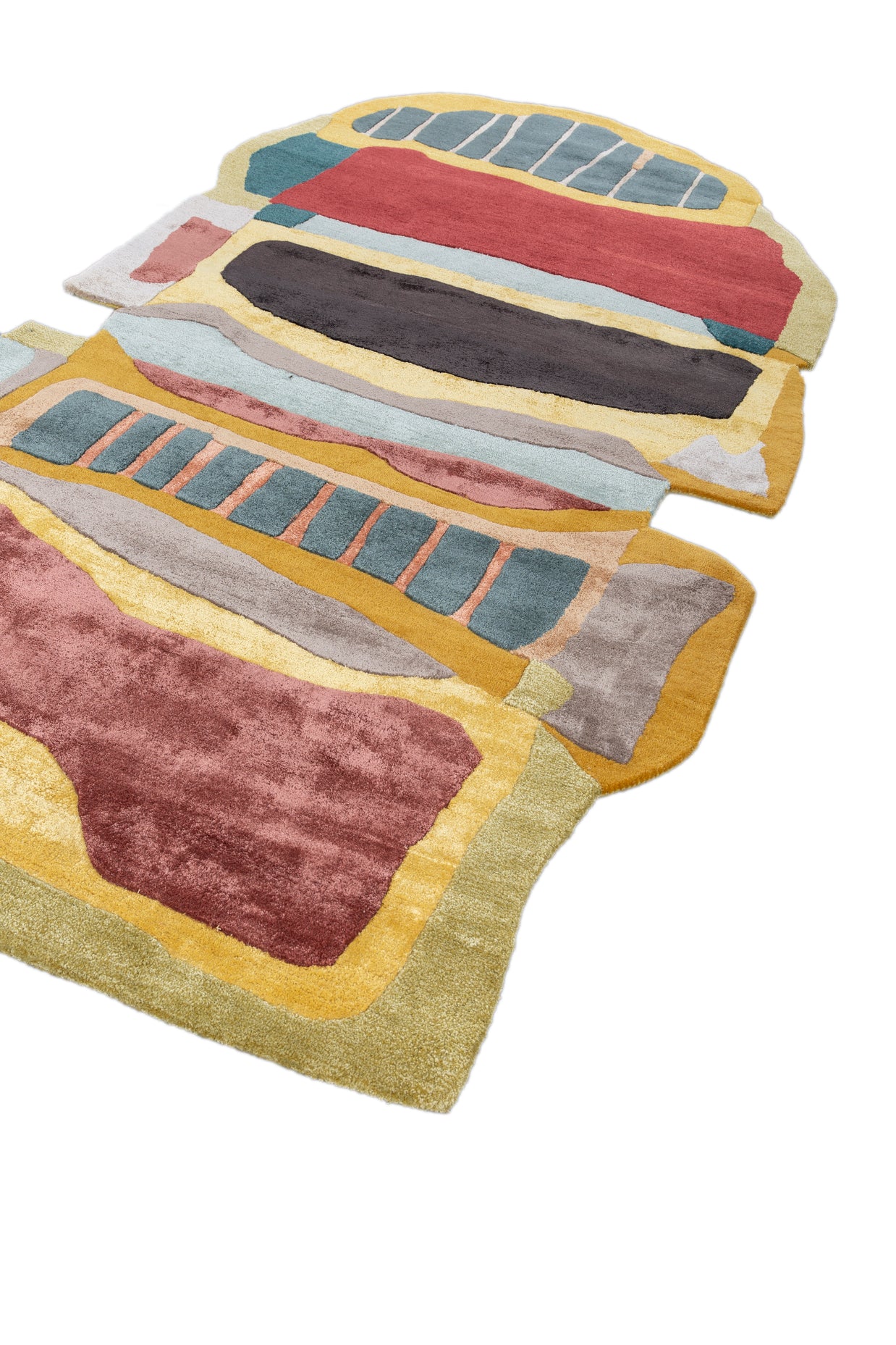 Carpet For Living room 5x9 Feet Red and Orange Wool and Viscose Irregular Abstract Rug