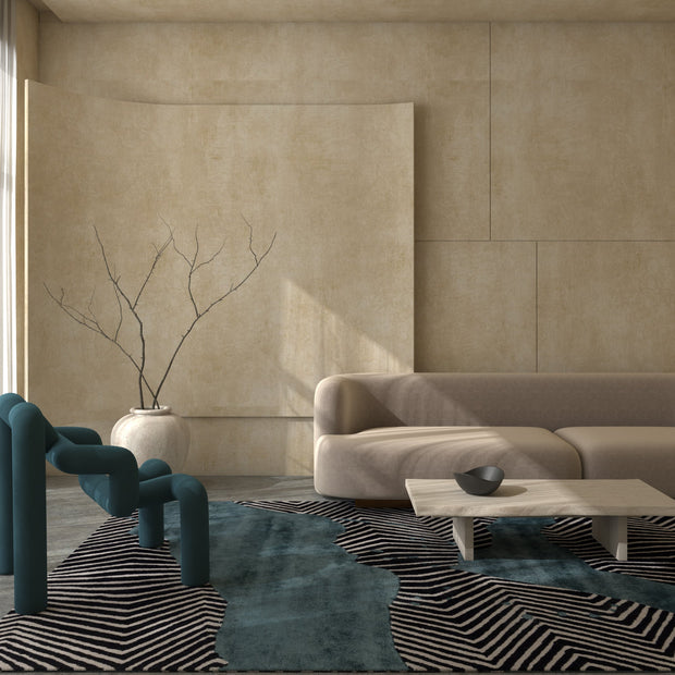 Carpet For Living room 6x9 Feet Grey and Black Wool and Viscose Rectangle Abstract Rug