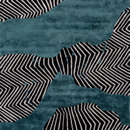 Carpet For Living room 6x9 Feet Grey and Black Wool and Viscose Rectangle Abstract Rug