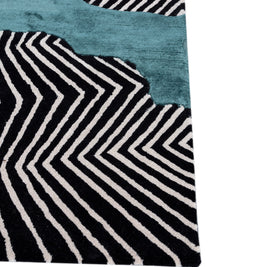 Carpet For Living room 6x9 Feet Grey and Black Wool and Viscose Rectangle Abstract Rug