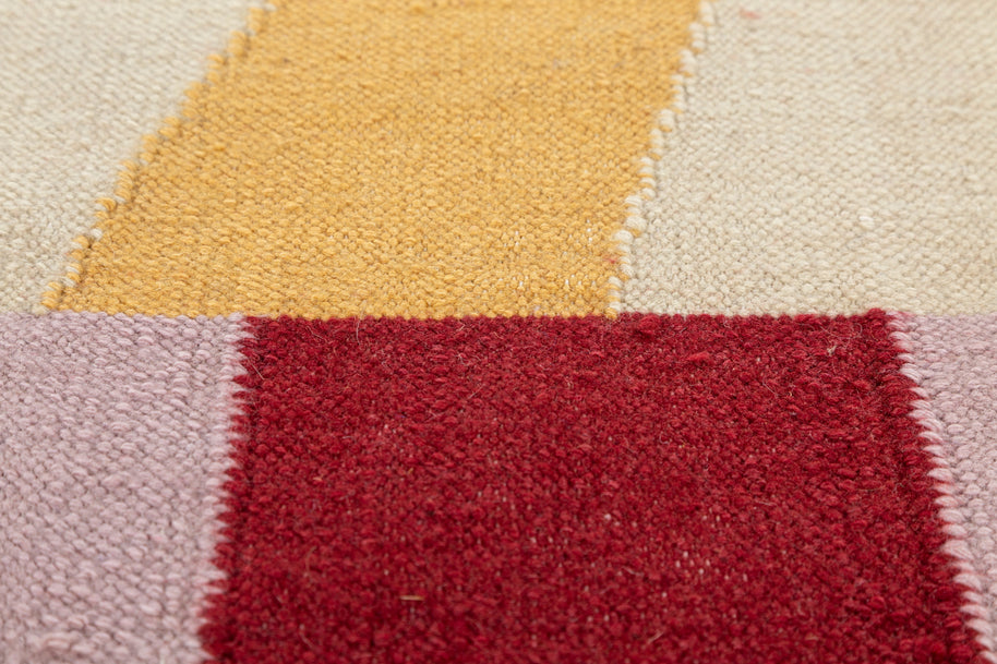 Carpet For Living room 5X8 Feet Red And Orange Wool Rectangle Abstract Rug - I MEAN DESIGN
