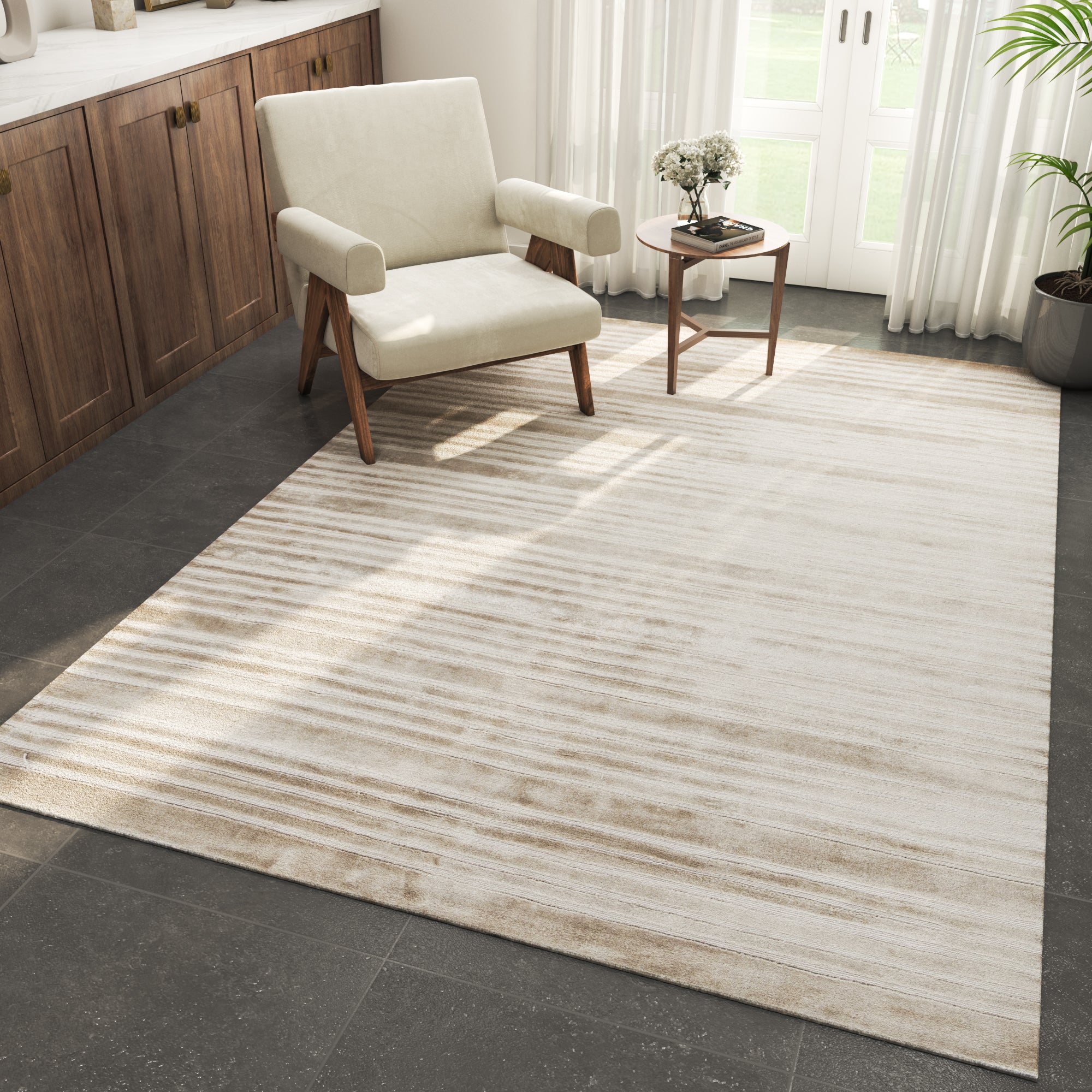 Carpet For Living room 6X9 Feet Grey And Black Viscose Rectangle Solid Rug