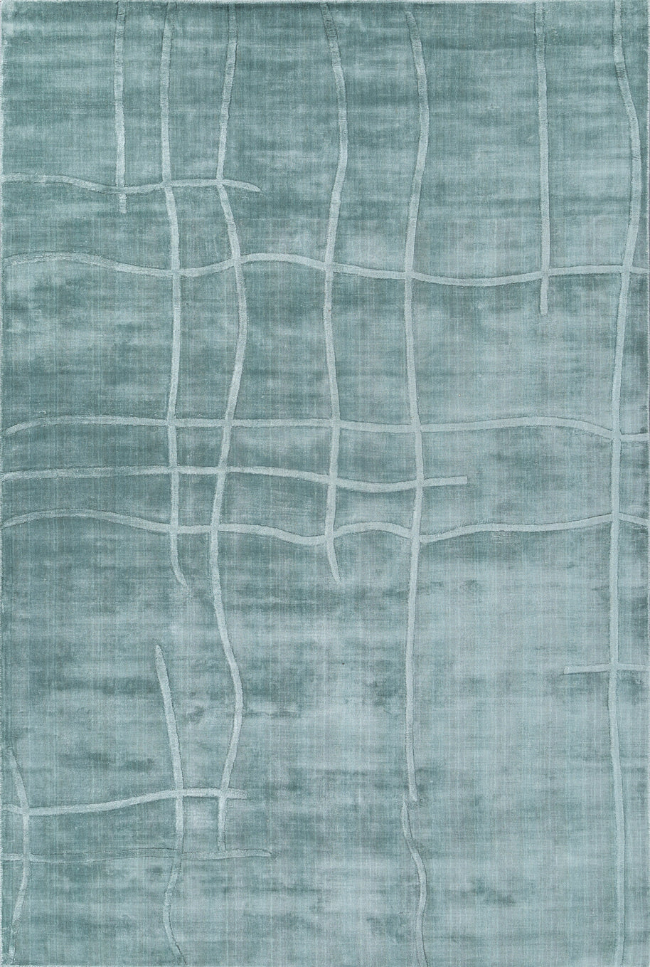 Carpet For Living room 6X9 Feet Blue Viscose Rectangle Solid Rug - I MEAN DESIGN