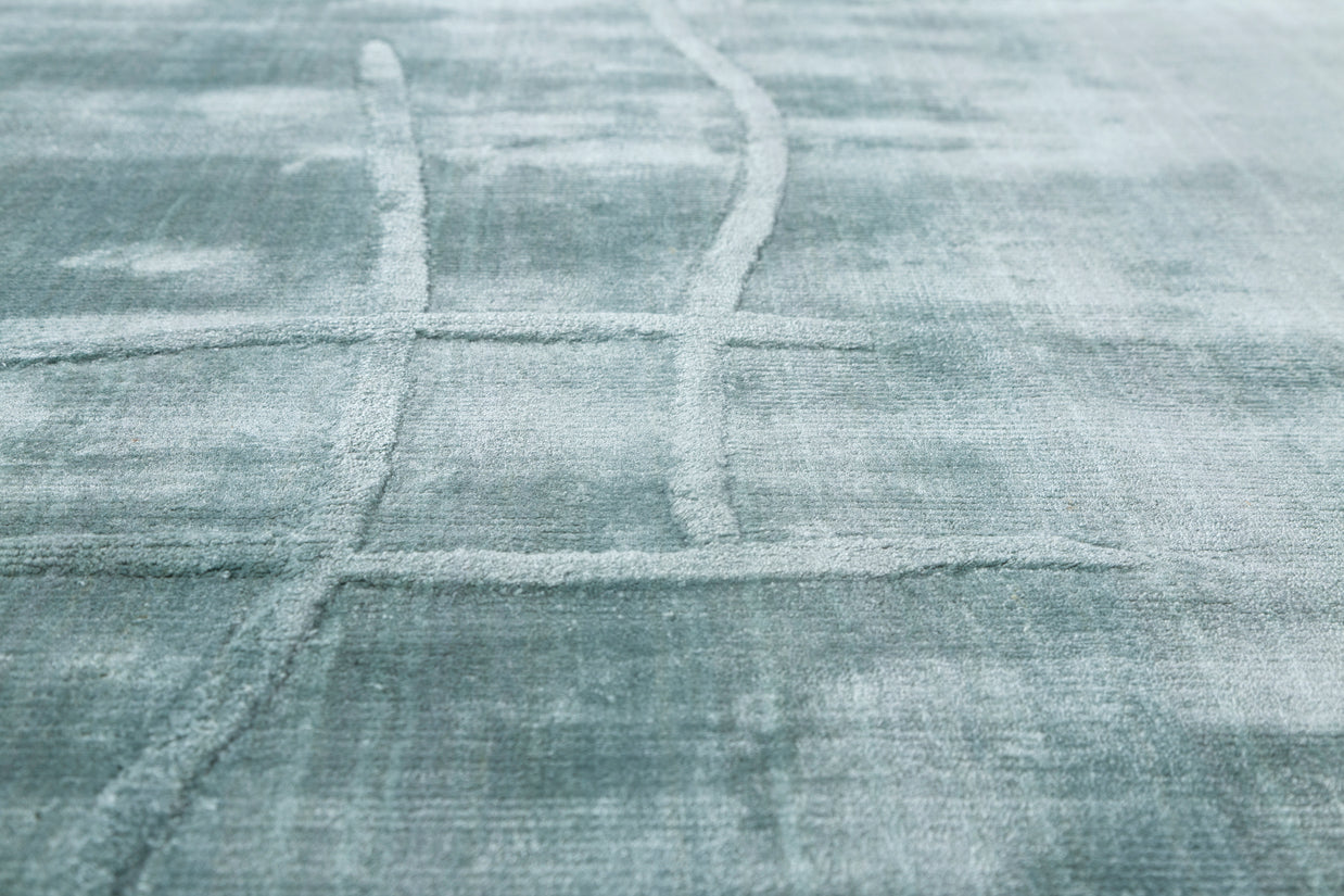 Carpet For Living room 6X9 Feet Blue Viscose Rectangle Solid Rug