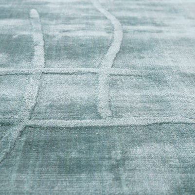 Carpet For Living room 6X9 Feet Blue Viscose Rectangle Solid Rug