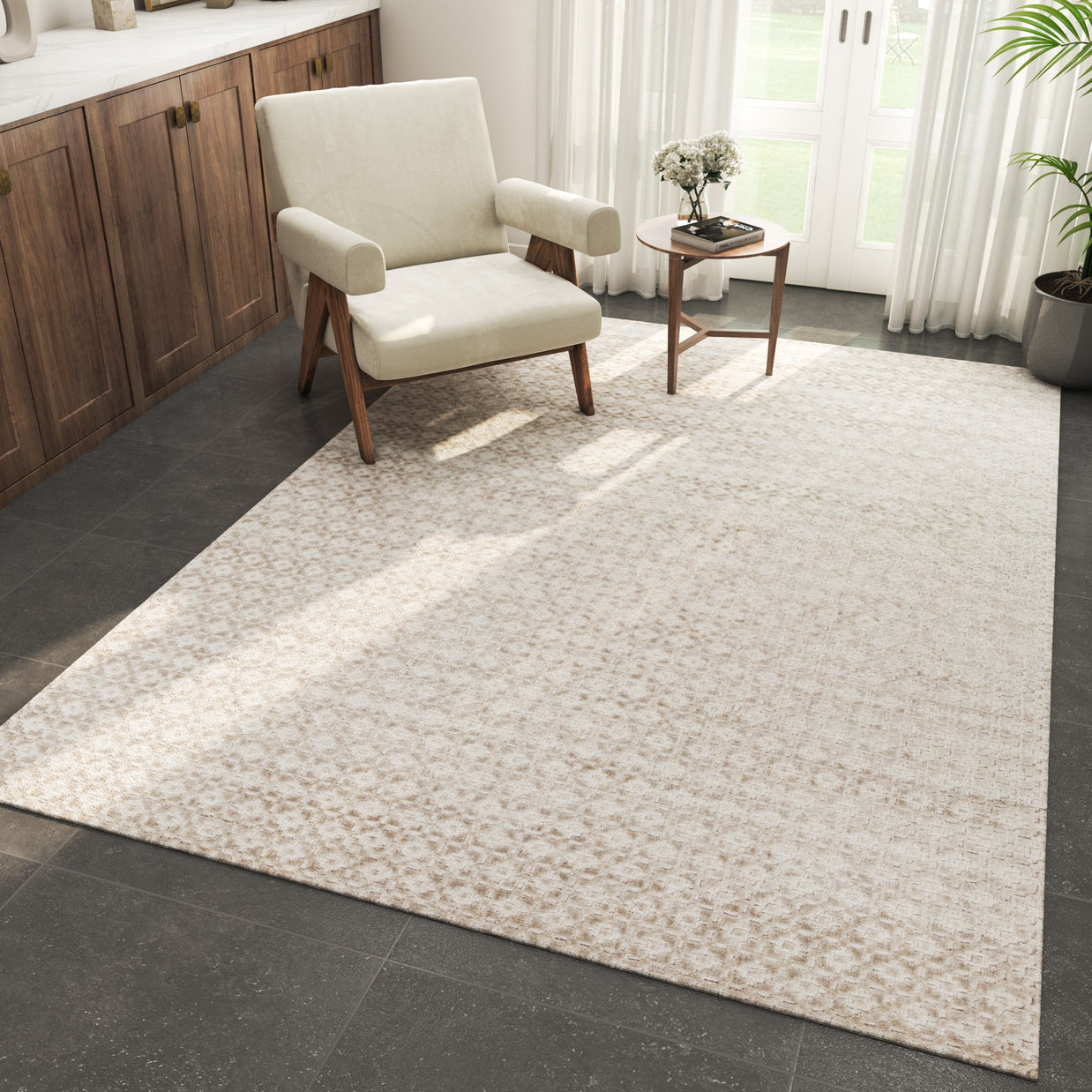 Carpet For Living room 6X9 Feet Grey And Black Viscose Rectangle Solid Rug