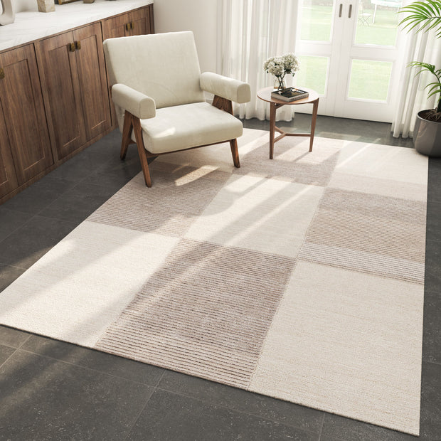 Carpet For Living room 5X8 Feet Ivory Wool & Viscose Rectangle Abstract Rug