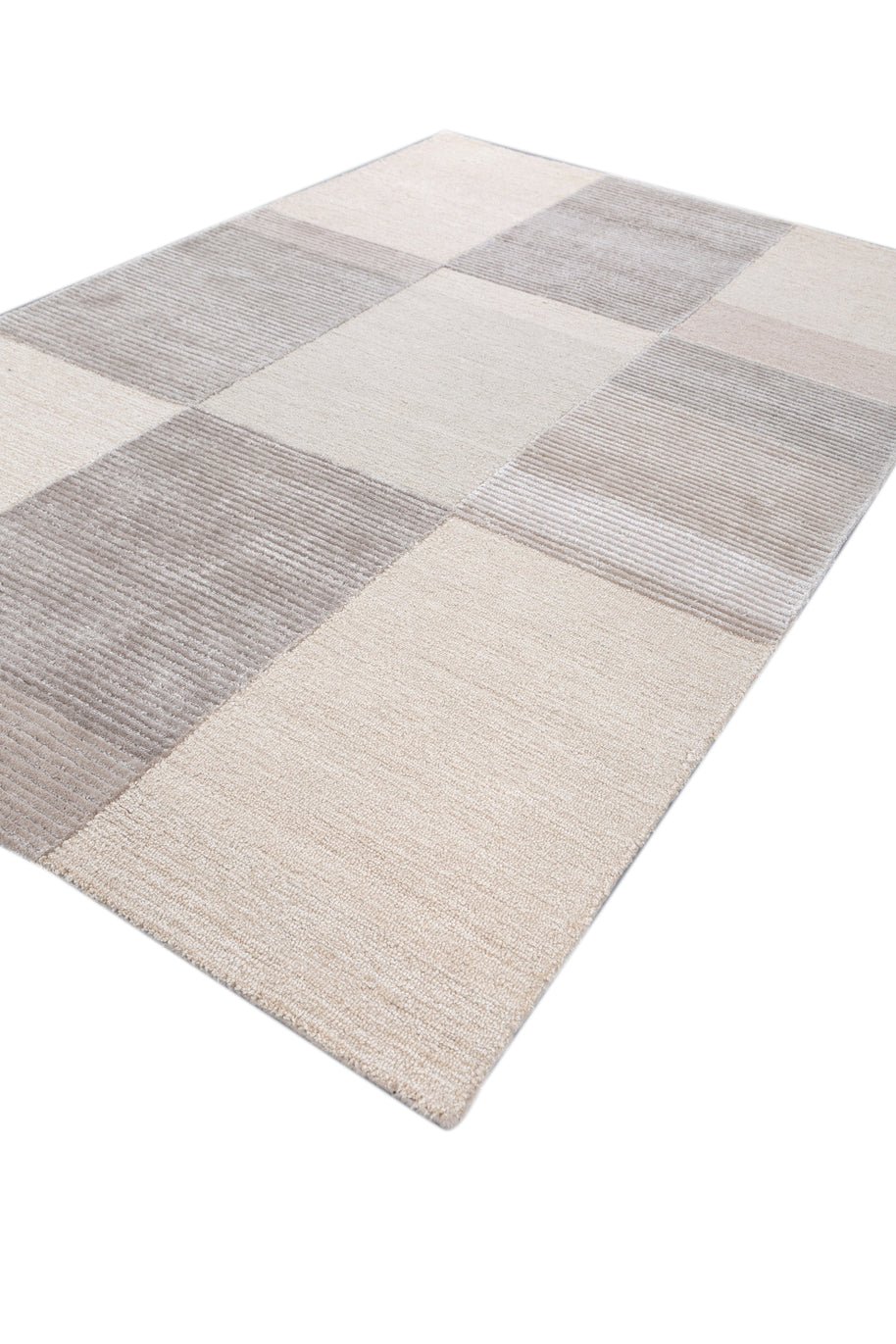 Carpet For Living room 5X8 Feet Ivory Wool & Viscose Rectangle Abstract Rug - I MEAN DESIGN