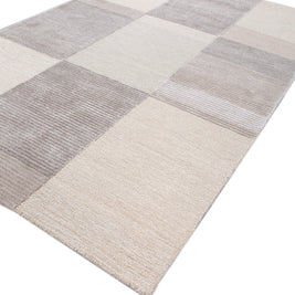 Carpet For Living room 5X8 Feet Ivory Wool & Viscose Rectangle Abstract Rug