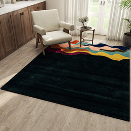 Carpet For Living room 4'4X6 Feet Blue Wool & Viscose Irregular Moroccan And Tribal Rug