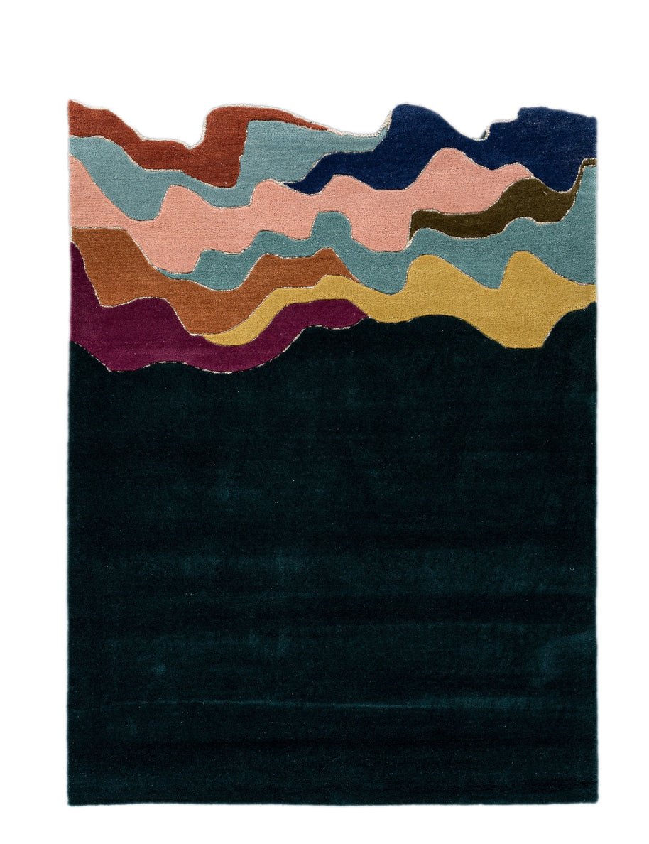 Carpet For Living room 4'4X6 Feet Blue Wool & Viscose Irregular Moroccan And Tribal Rug - I MEAN DESIGN