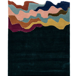 Carpet For Living room 4'4X6 Feet Blue Wool & Viscose Irregular Moroccan And Tribal Rug