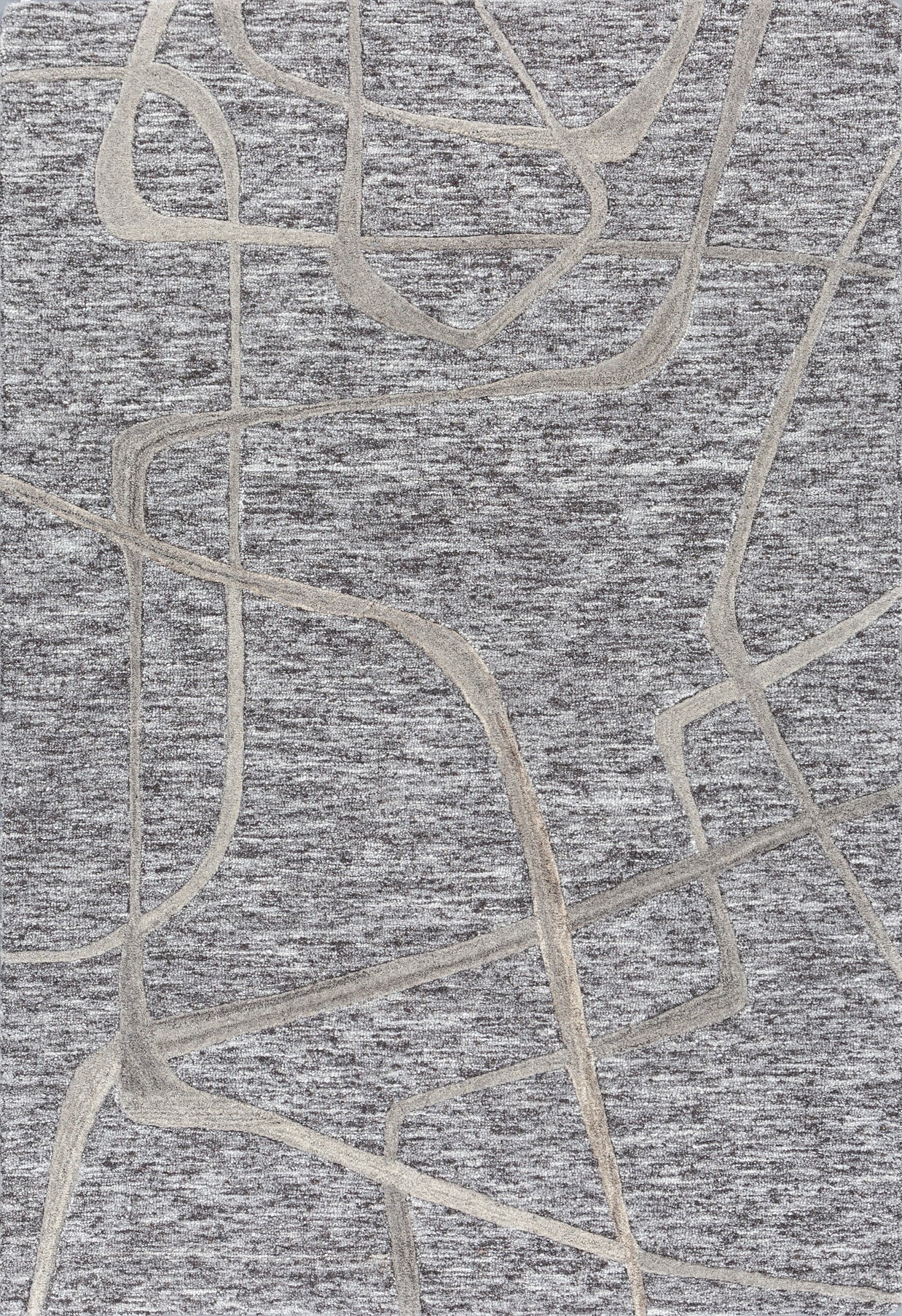 Carpet For Living room 4X6 Feet Grey And Black Wool & Viscose Rectangle Moroccan And Tribal Rug