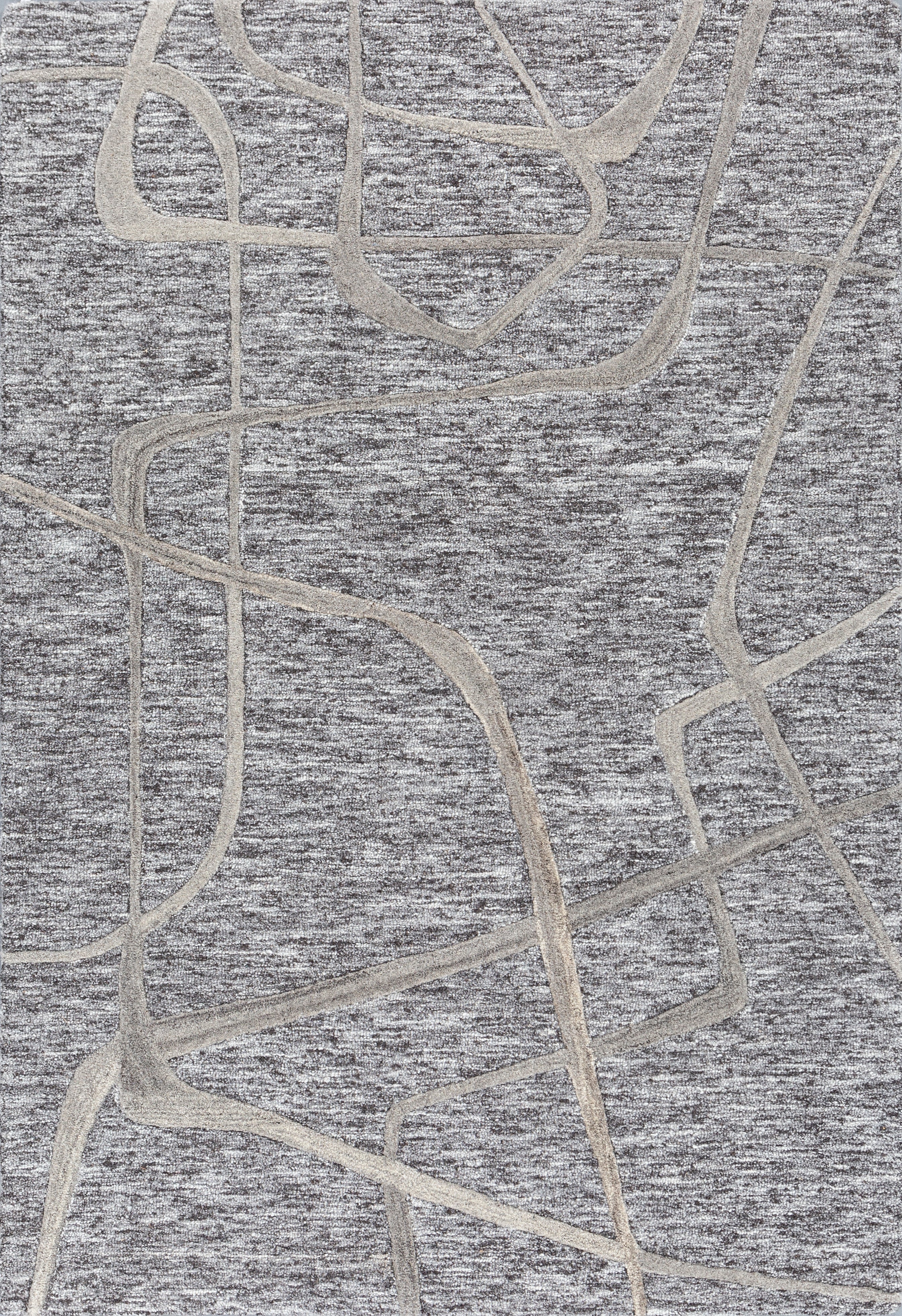 Carpet For Living room 4X6 Feet Grey And Black Wool & Viscose Rectangle Moroccan And Tribal Rug