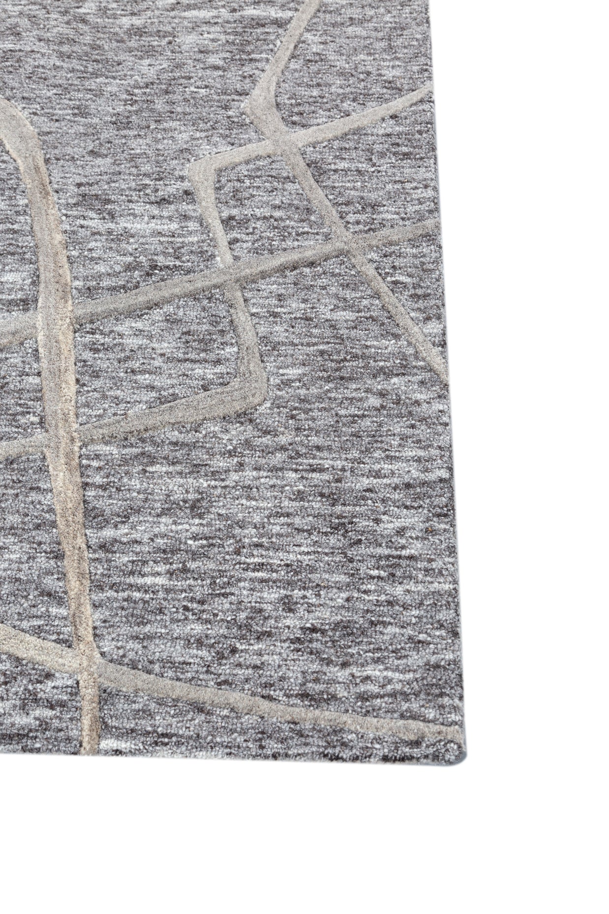 Carpet For Living room 4X6 Feet Grey And Black Wool & Viscose Rectangle Moroccan And Tribal Rug