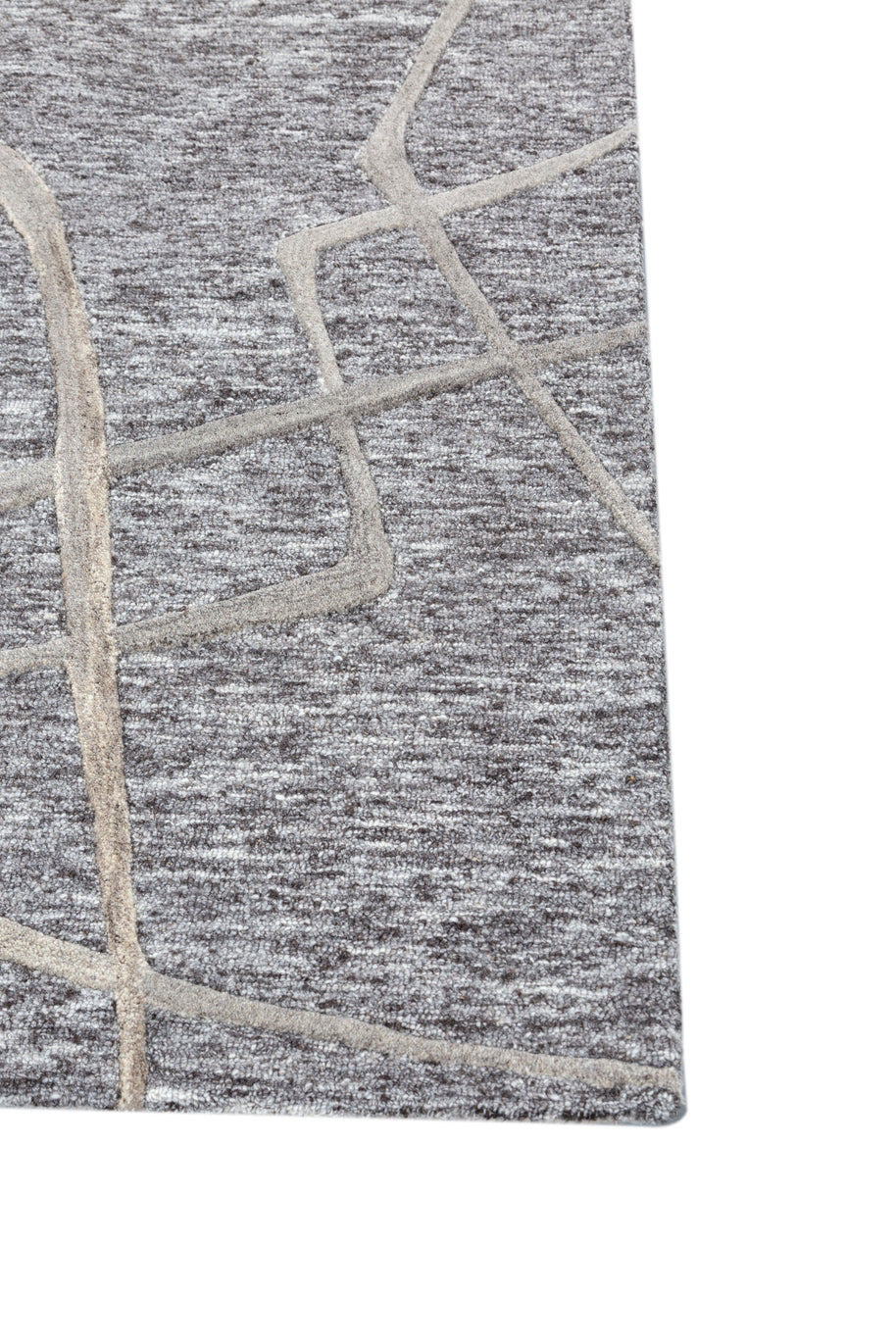 Carpet For Living room 4X6 Feet Grey And Black Wool & Viscose Rectangle Moroccan And Tribal Rug - I MEAN DESIGN