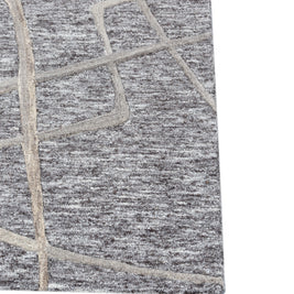 Carpet For Living room 4X6 Feet Grey And Black Wool & Viscose Rectangle Moroccan And Tribal Rug