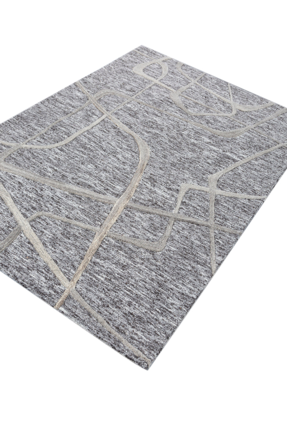 Carpet For Living room 4X6 Feet Grey And Black Wool & Viscose Rectangle Moroccan And Tribal Rug - I MEAN DESIGN