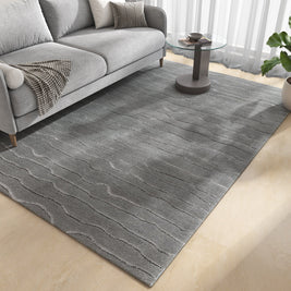 Carpet For Living room 4X6 Feet Blue Wool & Viscose Rectangle Solid Rug