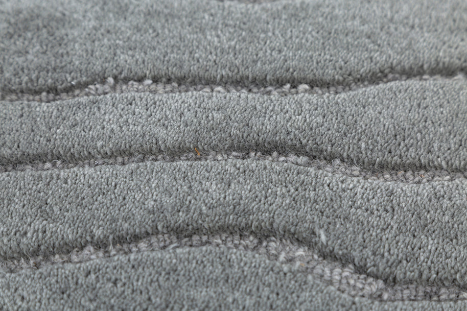 Carpet For Living room 4X6 Feet Blue Wool & Viscose Rectangle Solid Rug - I MEAN DESIGN