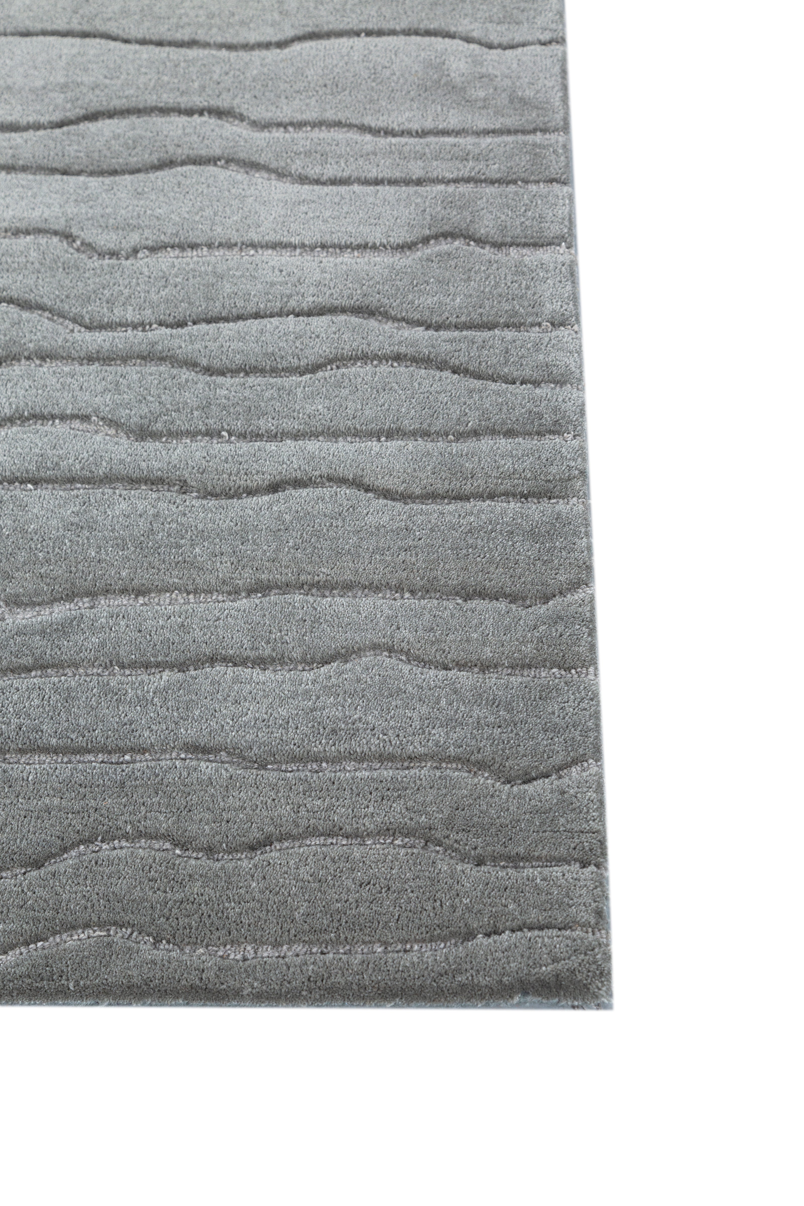 Carpet For Living room 4X6 Feet Blue Wool & Viscose Rectangle Solid Rug