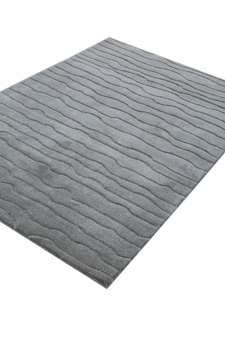 Carpet For Living room 4X6 Feet Blue Wool & Viscose Rectangle Solid Rug - I MEAN DESIGN