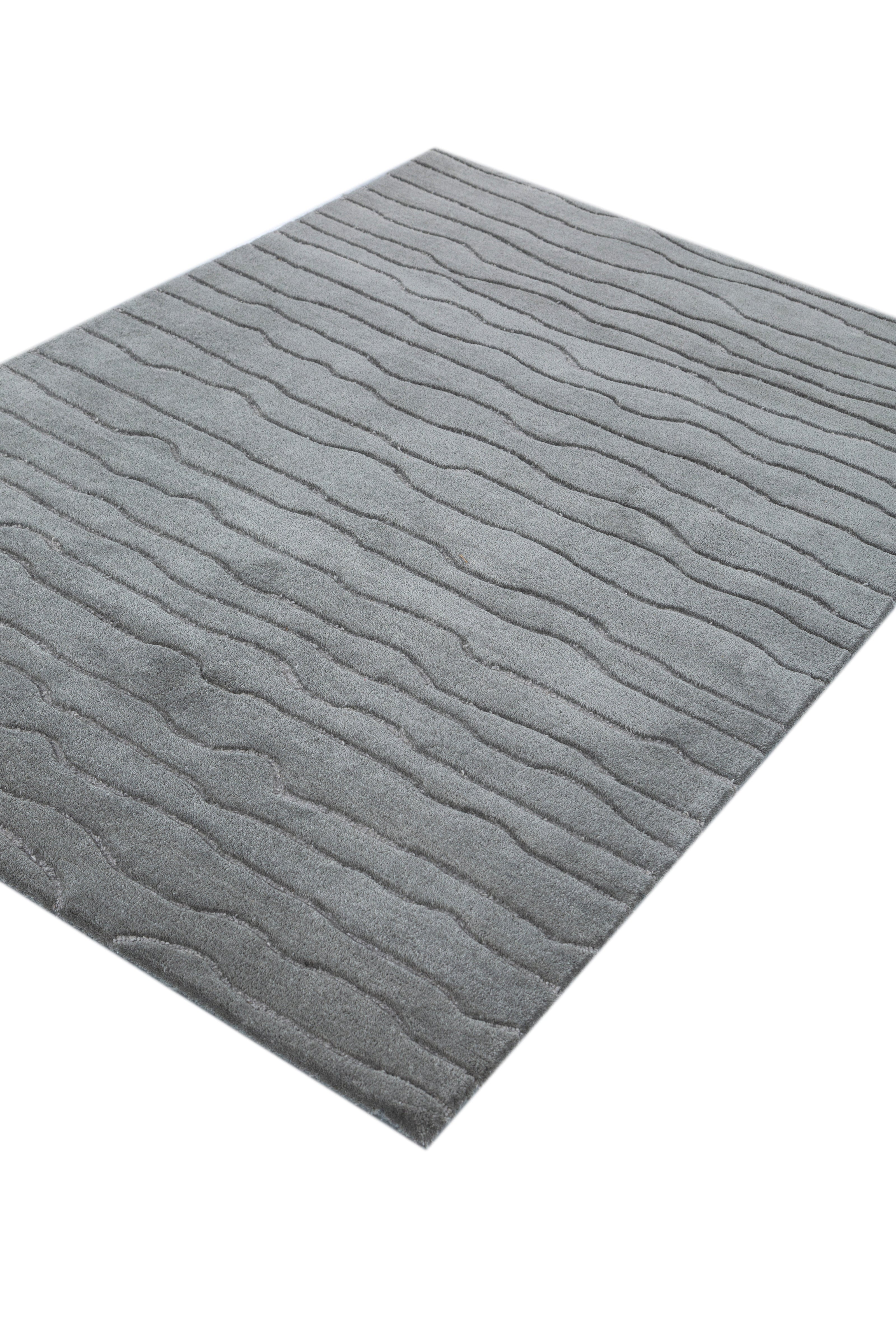 Carpet For Living room 4X6 Feet Blue Wool & Viscose Rectangle Solid Rug