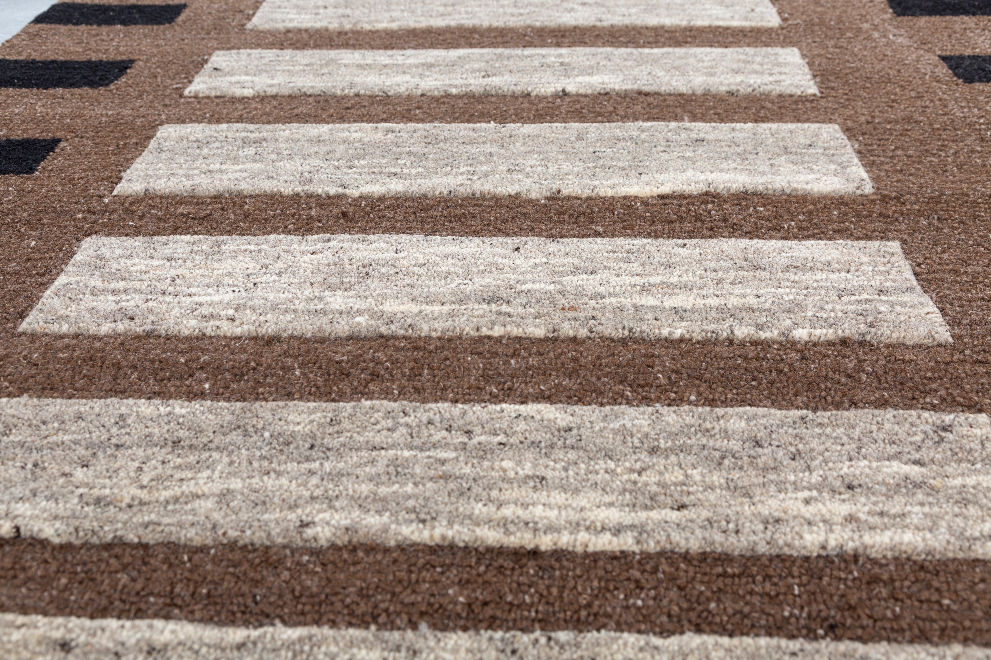 Carpet For Living room 4X6 Feet Beige And Brown Wool & Viscose Rectangle Moroccan And Tribal Rug