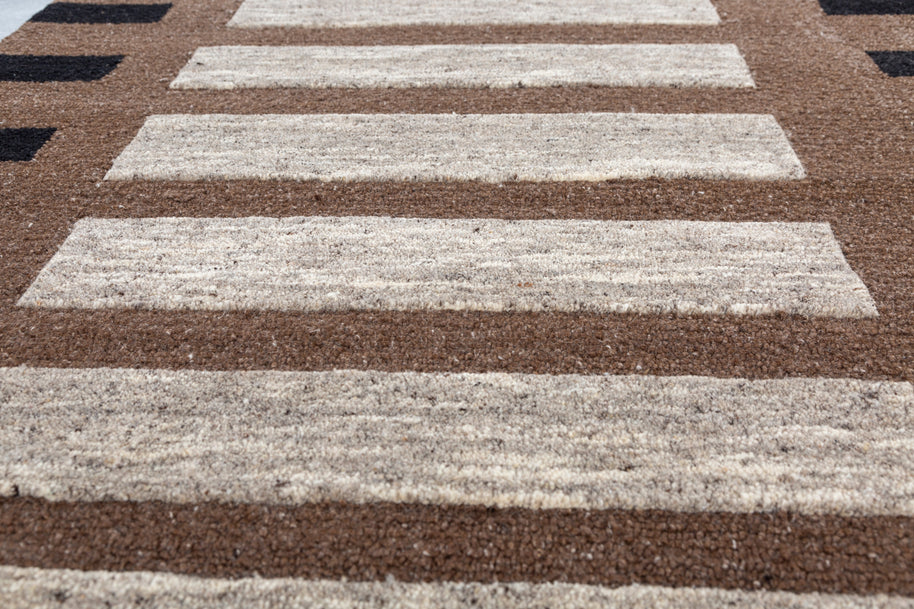 Carpet For Living room 4X6 Feet Beige And Brown Wool & Viscose Rectangle Moroccan And Tribal Rug - I MEAN DESIGN
