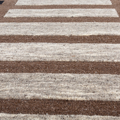 Carpet For Living room 4X6 Feet Beige And Brown Wool & Viscose Rectangle Moroccan And Tribal Rug - I MEAN DESIGN