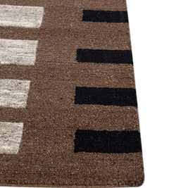 Carpet For Living room 4X6 Feet Beige And Brown Wool & Viscose Rectangle Moroccan And Tribal Rug - I MEAN DESIGN