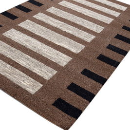 Carpet For Living room 4X6 Feet Beige And Brown Wool & Viscose Rectangle Moroccan And Tribal Rug