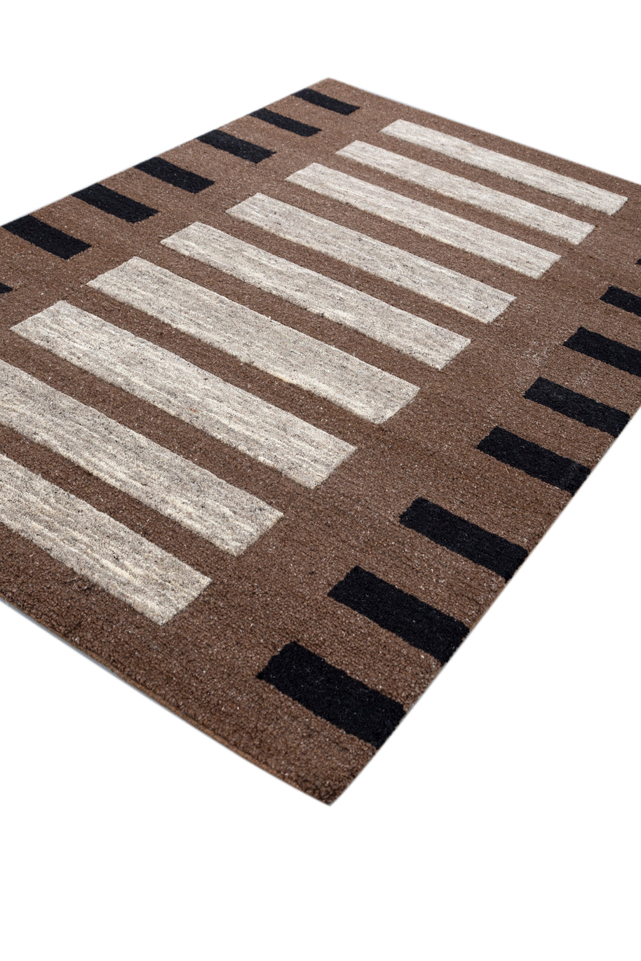 Carpet For Living room 4X6 Feet Beige And Brown Wool & Viscose Rectangle Moroccan And Tribal Rug - I MEAN DESIGN