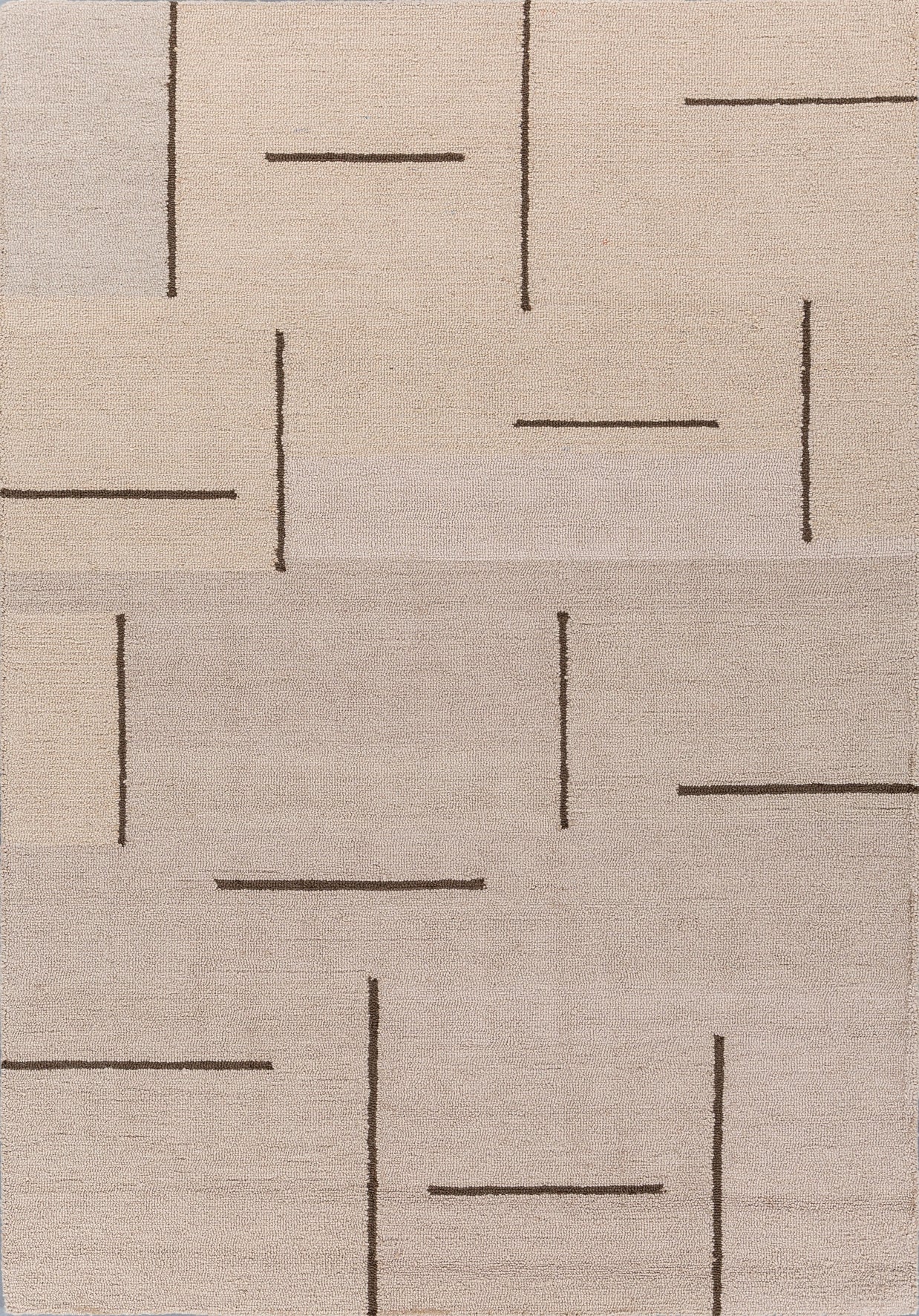 Carpet For Living room 4X6 Feet Beige And Brown Wool & Viscose Rectangle Moroccan And Tribal Rug