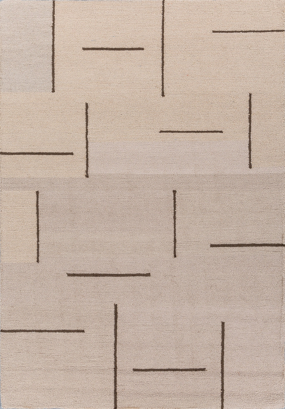 Carpet For Living room 4X6 Feet Beige And Brown Wool & Viscose Rectangle Moroccan And Tribal Rug - I MEAN DESIGN