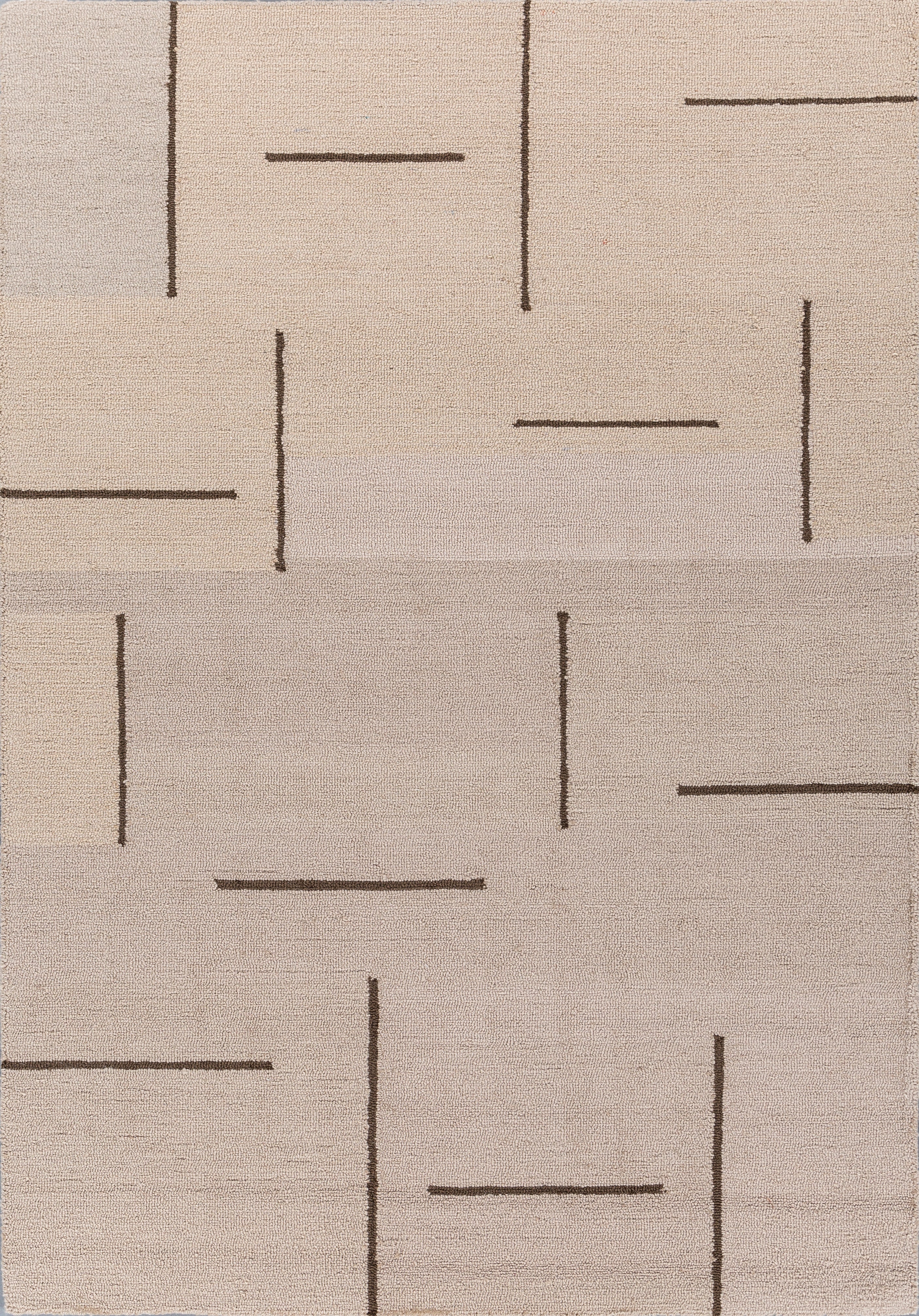 Carpet For Living room 4X6 Feet Beige And Brown Wool & Viscose Rectangle Moroccan And Tribal Rug