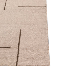 Carpet For Living room 4X6 Feet Beige And Brown Wool & Viscose Rectangle Moroccan And Tribal Rug