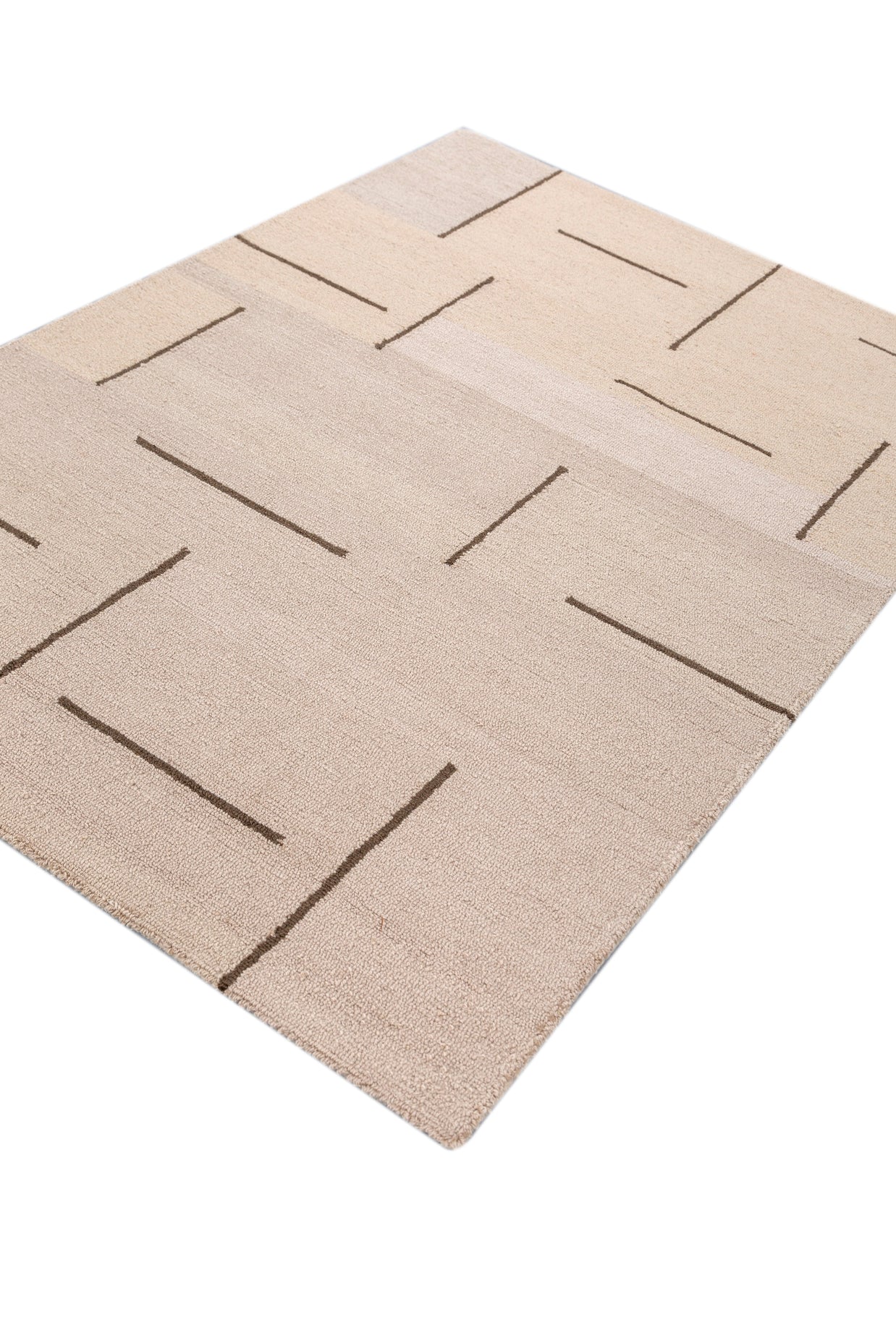 Carpet For Living room 4X6 Feet Beige And Brown Wool & Viscose Rectangle Moroccan And Tribal Rug