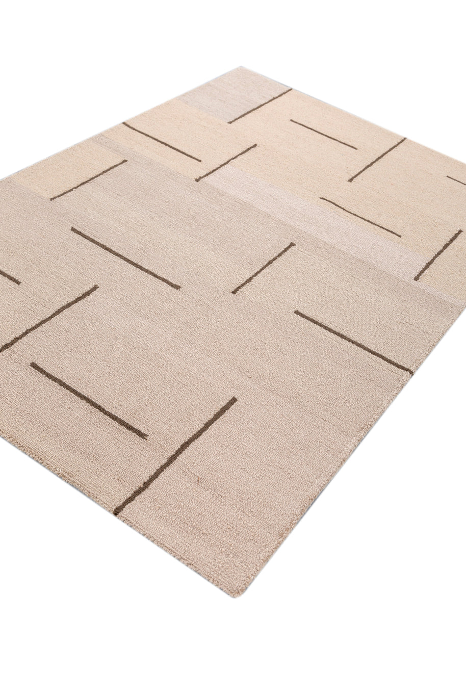 Carpet For Living room 4X6 Feet Beige And Brown Wool & Viscose Rectangle Moroccan And Tribal Rug - I MEAN DESIGN