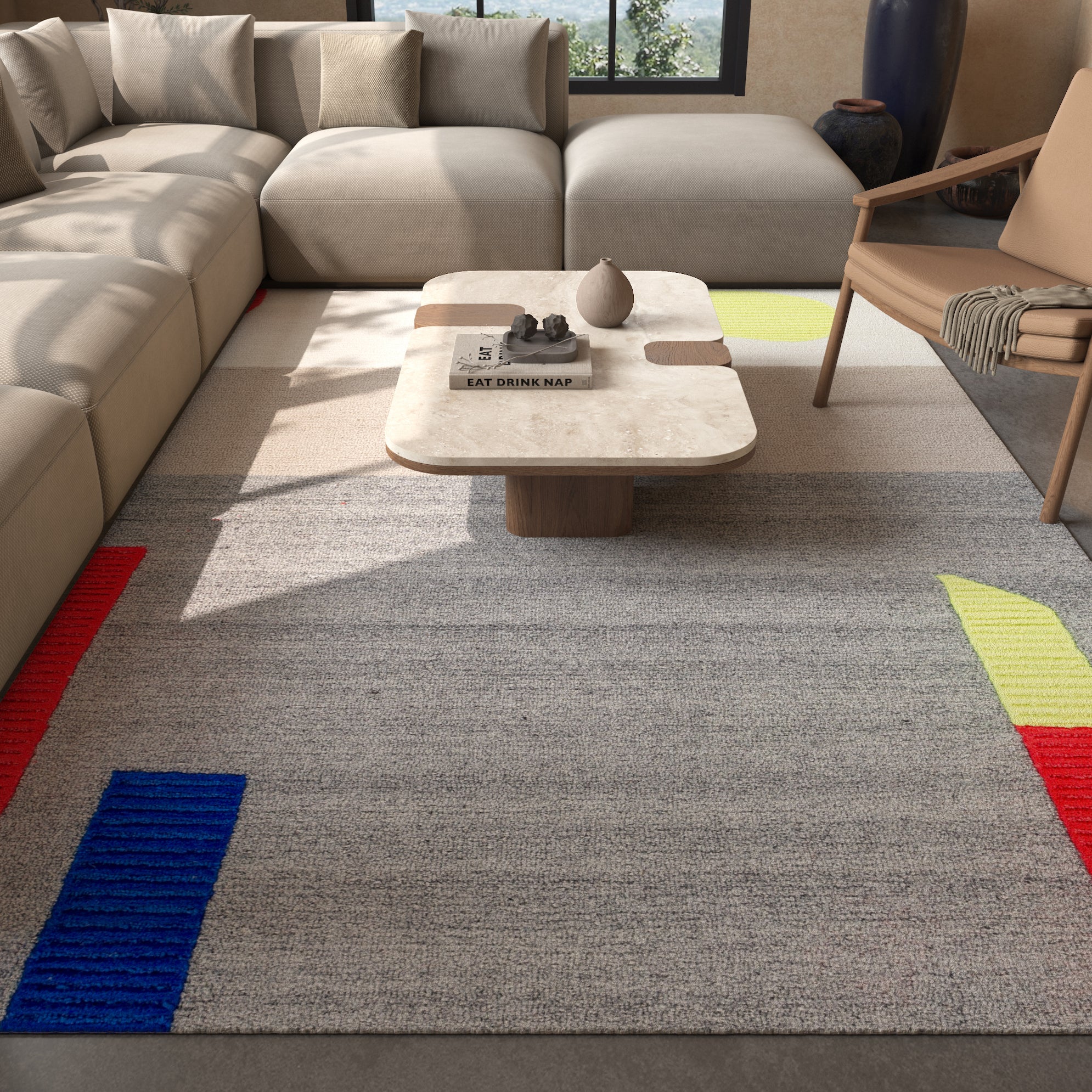 Carpet For Living room 4X6 Feet Ivory Wool & Viscose Rectangle Moroccan And Tribal Rug