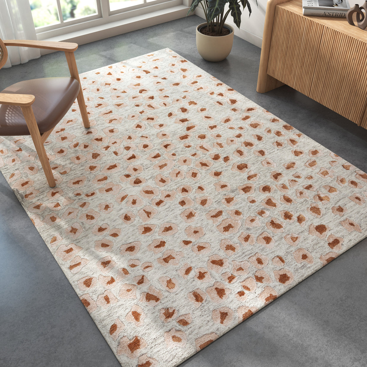 Carpet For Living room 4X6 Feet Beige And Brown Wool & Viscose Rectangle Moroccan And Tribal Rug