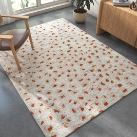 Carpet For Living room 4X6 Feet Beige And Brown Wool & Viscose Rectangle Moroccan And Tribal Rug