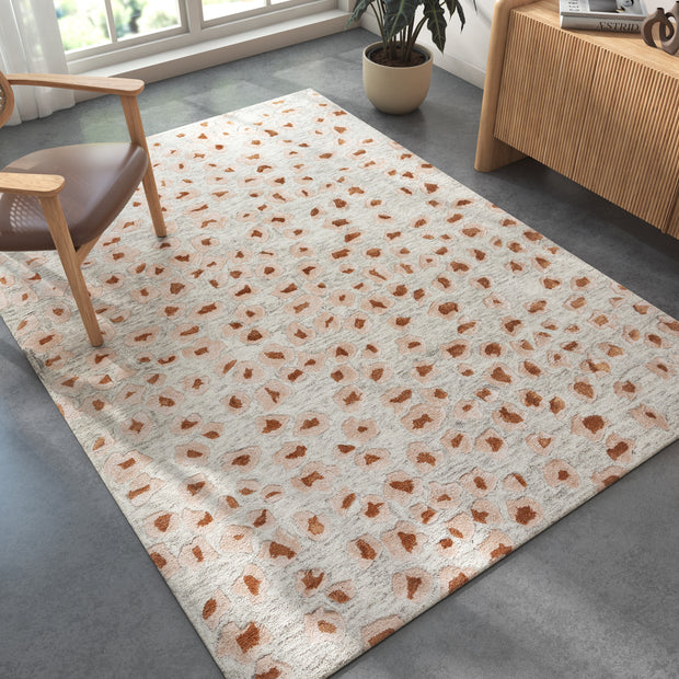 Carpet For Living room 4X6 Feet Beige And Brown Wool & Viscose Rectangle Moroccan And Tribal Rug