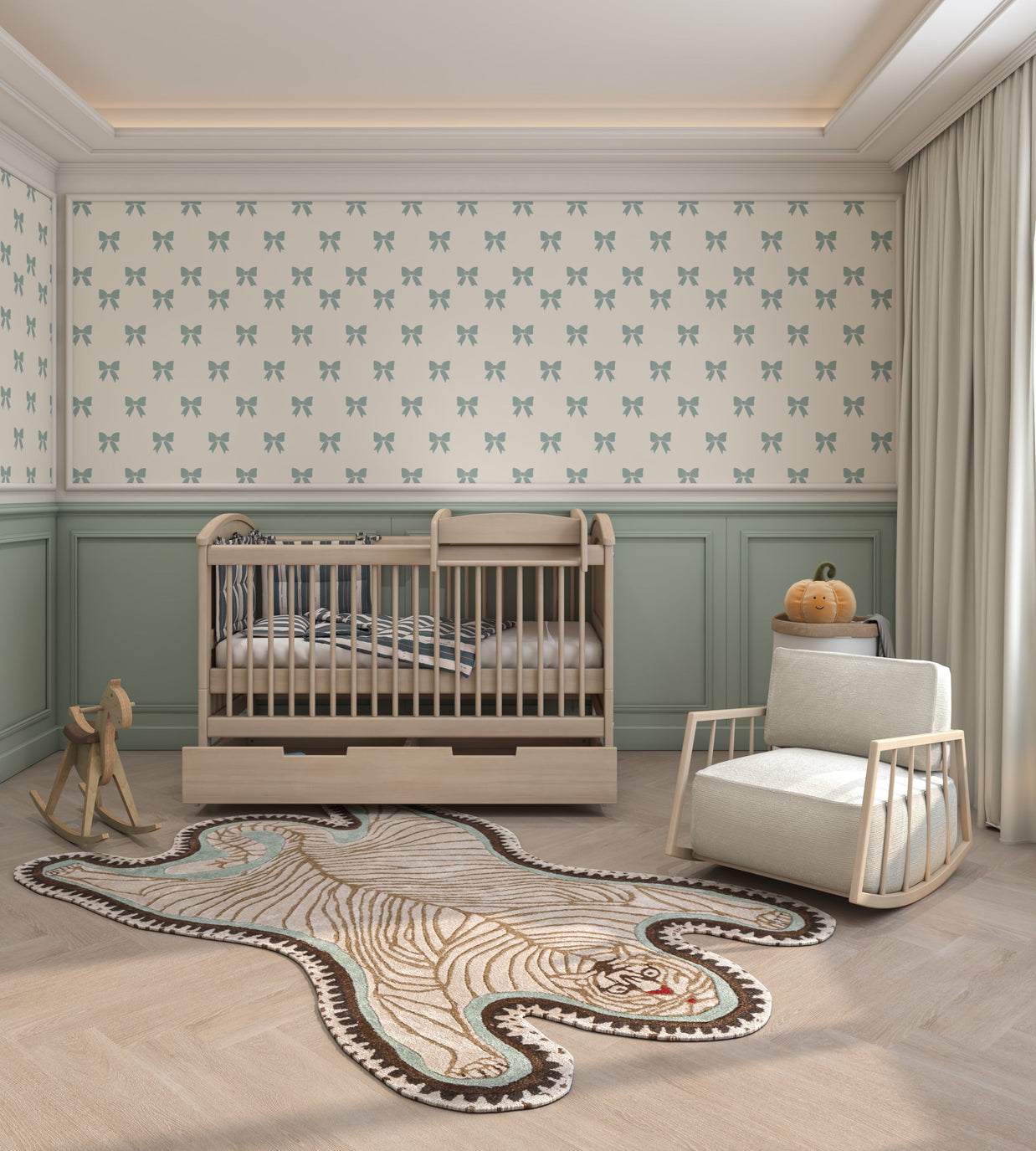 Carpet For Living room 3X4'8 Feet Ivory Wool and Viscose Irregular Floral and Tropical Rug