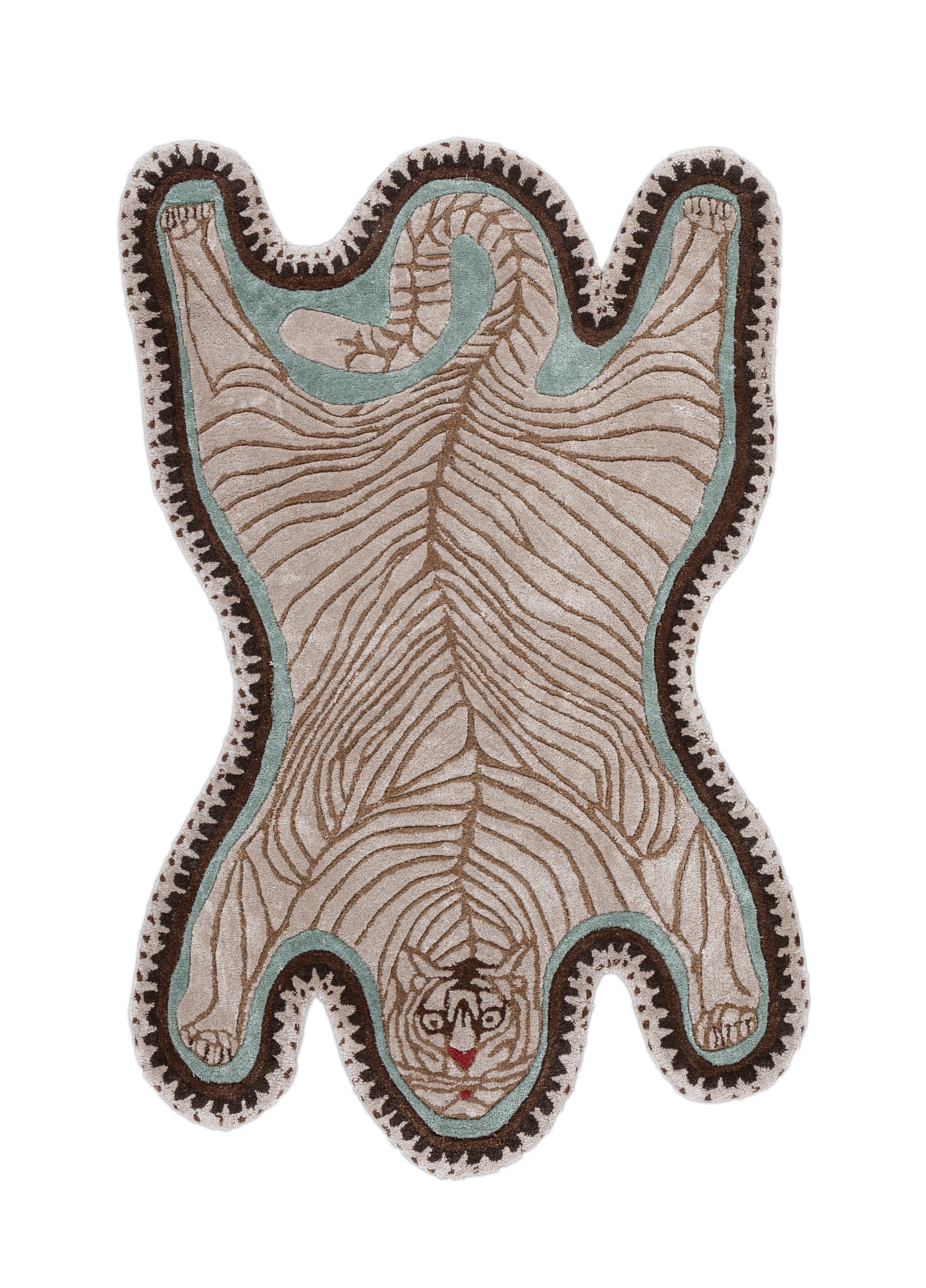 Carpet For Living room 3X4'8 Feet Ivory Wool and Viscose Irregular Floral and Tropical Rug